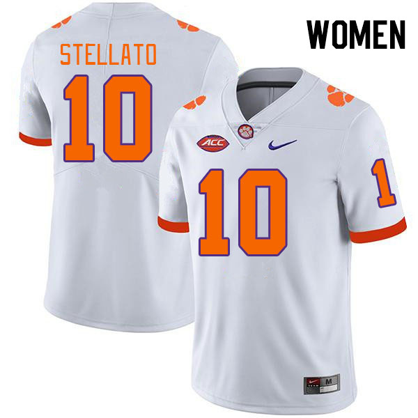 Women's Clemson Tigers Troy Stellato #10 College White NCAA Authentic Football Stitched Jersey 23EE30IX